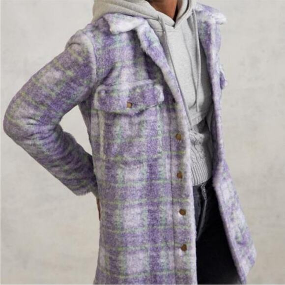 Anthropologie Jackets & Blazers - Hutch Anthropologie Donna Plaid Plush Soft Boxy Shacket Barn Coat Jacket XS
